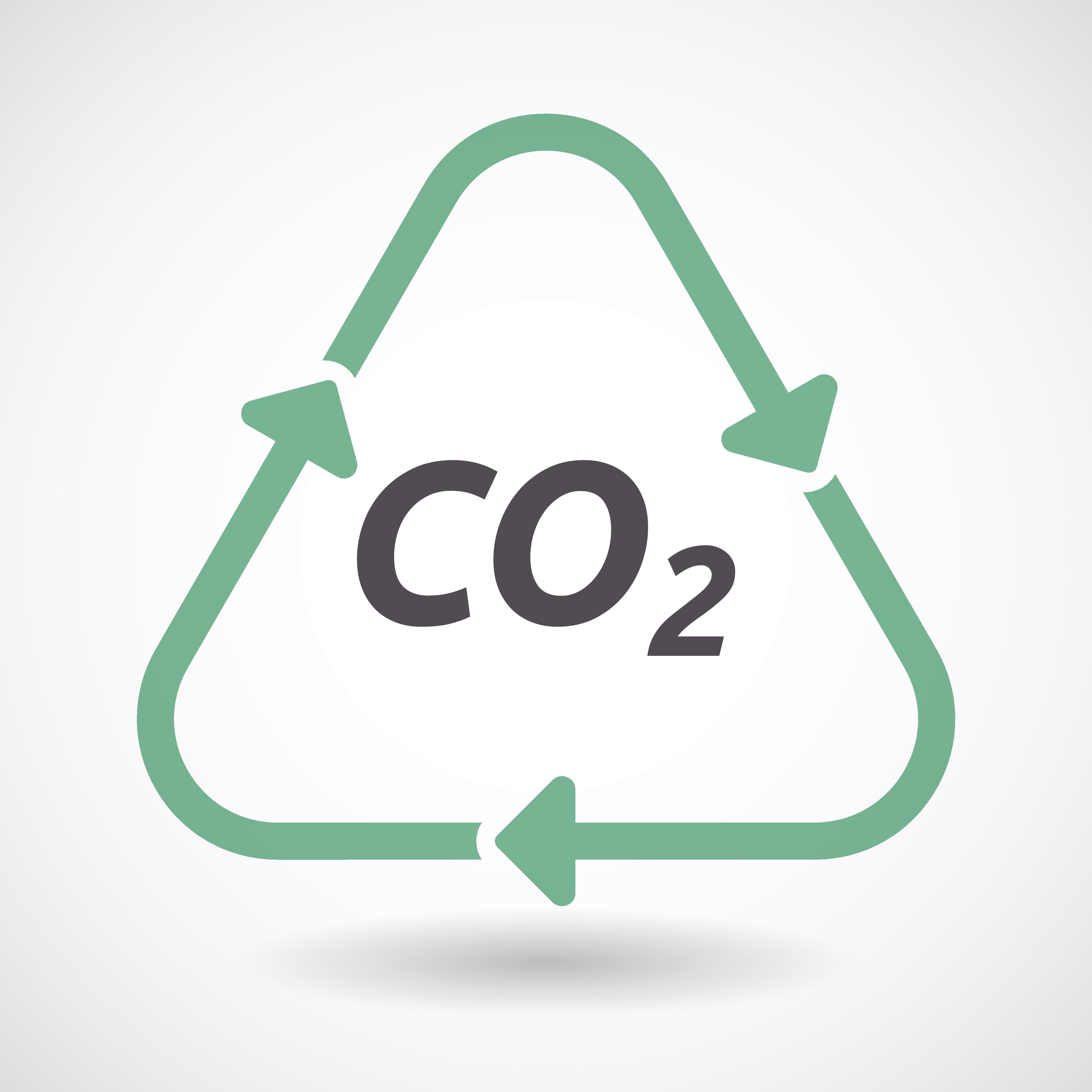 Grafik viser ordet CO2 omgivet af pile